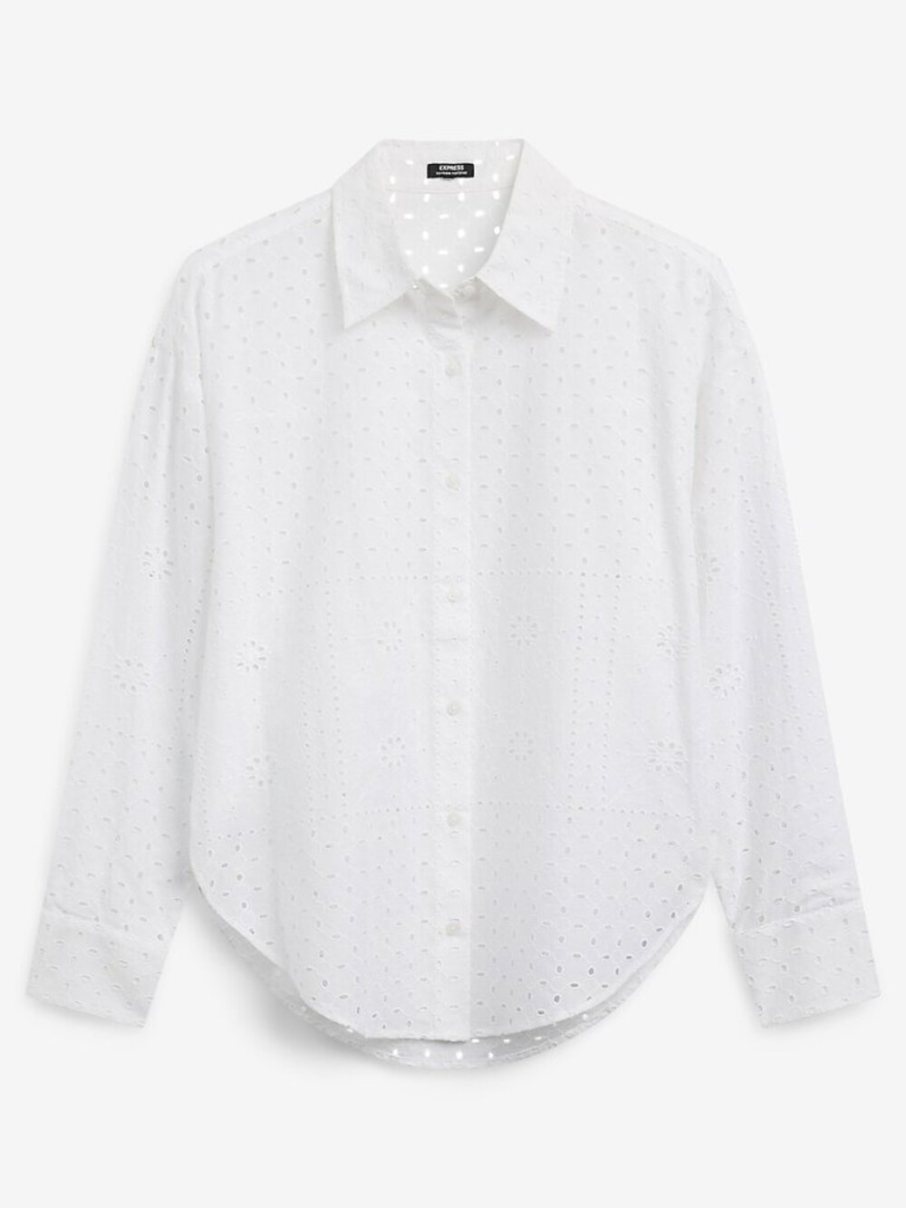 π€ NWT Express White Eyelet Oversized Button Down Shirt XL - Picture 4 of 6